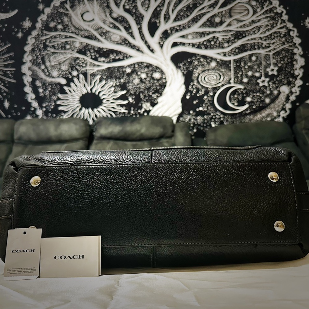 Vintage style Y2K Coach Black Leather Tote Bag shoulder bag - Picture 12 of 16